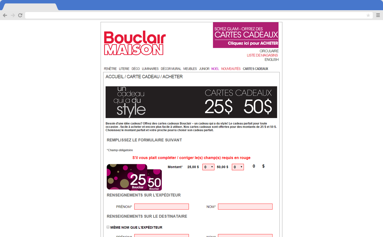Bouclair screenshot