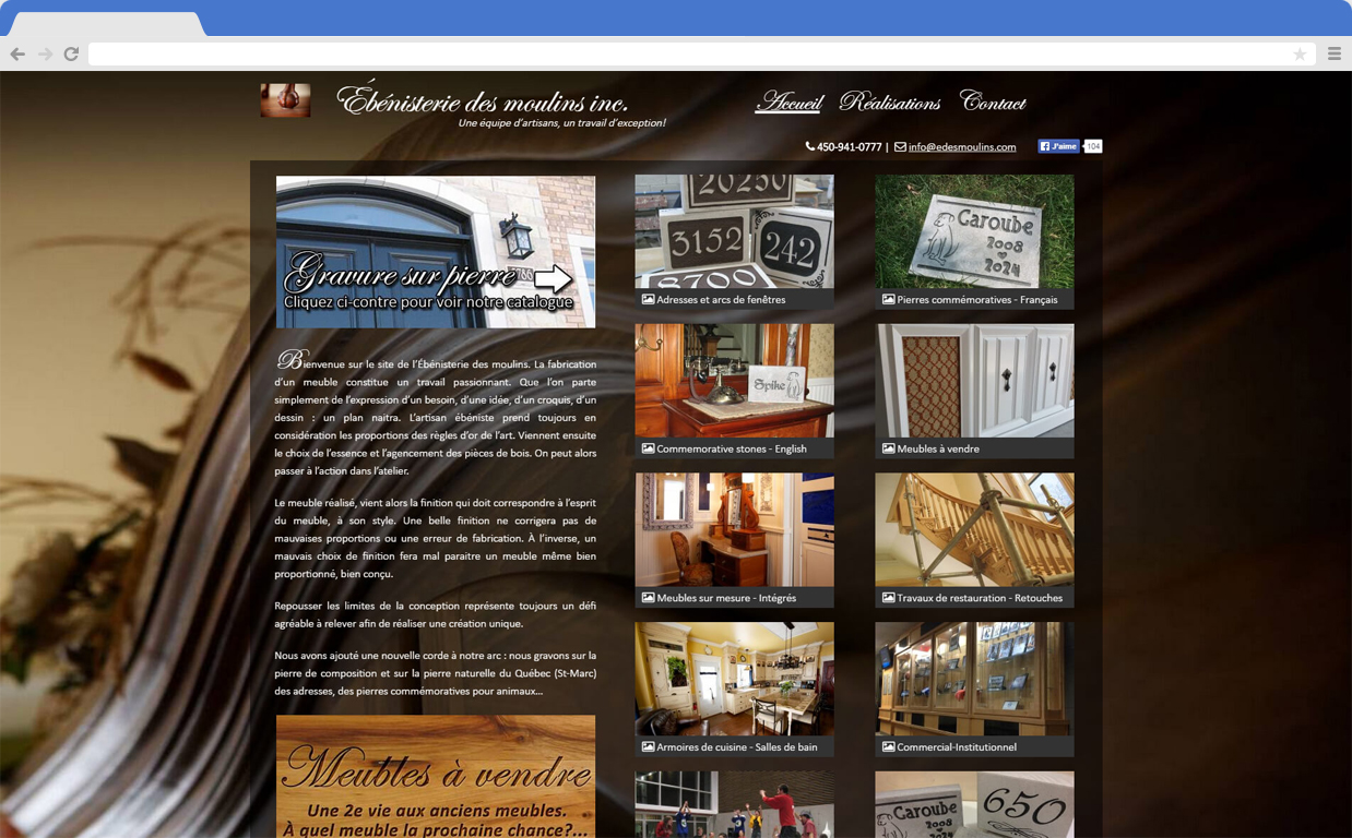 Ébénisterie des moulins screenshot