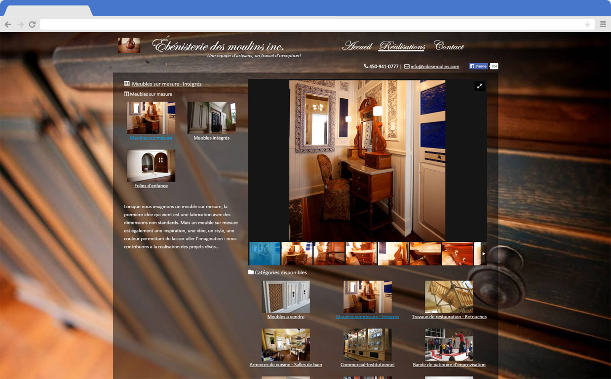 Ébénisterie des moulins screenshot
