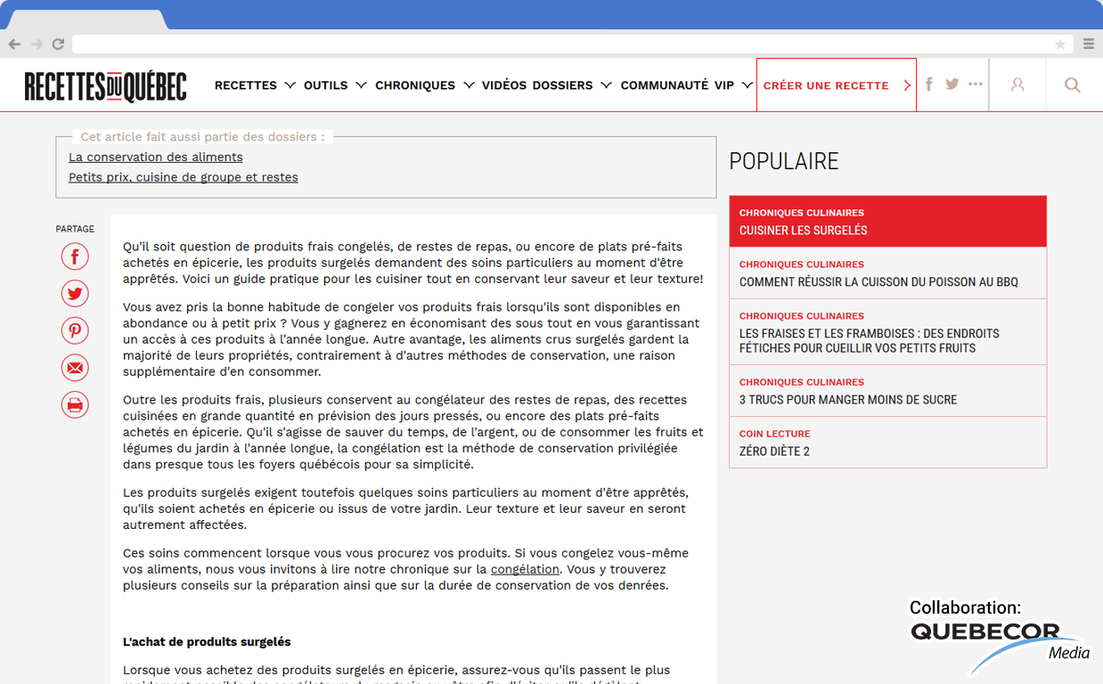 Quebecor Media screenshot